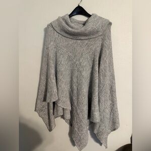 World Market Recycled Yarn Cable Knit Funnel Neck Poncho Sweater - Grey